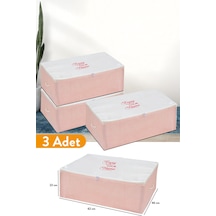 Serstil 3 Adet - Büyük Boy Baza Altı Pembe Çizgili Hurç 62 X 46 X 22 Cm