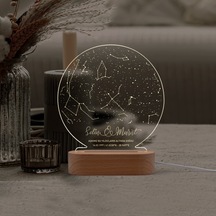 Masif Ahşap Tabanlı Usb Kablolu Pleksi Led Gece Lambası