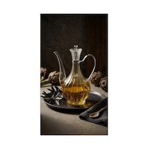 Cam Yağdanlık 750 Ml Glory Çizgili Borosilikat Sirkelik El Üretimi Yağ, Sirke Ve Sos Şişesi Çizgil Beyaz Beyaz