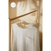 Ocean Home Textile 12'li Mat Beyaz Renk Kauçuk Kaplamalı Metal Giysi Askısı 20.50 X 42 X 0.3 Cm