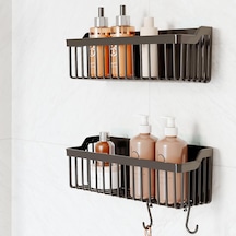 Yapışkanlı Banyo Rafı, 2'li Banyo Düzenleyici, Duş Rafı Organizer Şampuanlık, Duşakabin Rafı, Banyo Organizeri, Banyo Askısı Plastik Siyah