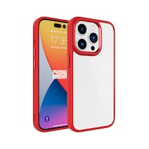 Rba Aksesuar Apple Uyumlu iPhone 15 Pro Max Kılıf Rba Krom Kapak - Kırmızı Kırmızı