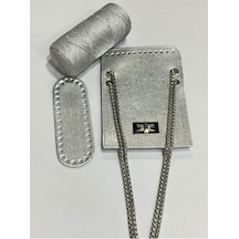 Karantuhafiye Zincirli Çanta Örgü Seti / Zincirli Model Silver Silver Çok Renkli