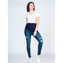 Busa Hamile Beli Ayarlı Yüksek Bel Skinny Kot Pantolon Mavi-mavi