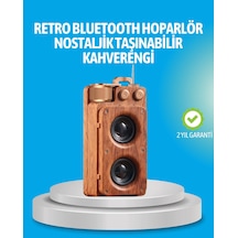 Retro Bluetooth Hoparlör Ahşap Görünümlü 5w Çift Stereo Ses