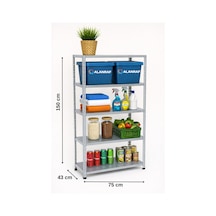 5 Katlı Galvaniz Çelik Raf - Depo, Arşiv, Kiler, Dosya, Market Rafı 43x75x150 Cm