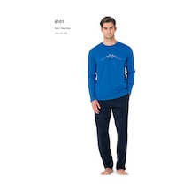 Pierre Cardin 6101 Erkek Uzun Kollu Bisiklet Yaka Pijama Takımı-saks Saks