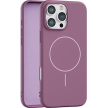 Apple Uyumlu iPhone 16 Pro Max İçi Kadife Magsafe Wireless Şarz Özellikli Telefon Kılıfı Mürdüm