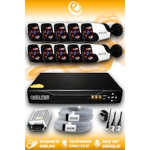 Elitcam 10 Kameralı Panda 10 Dış Kamera Set HDD'siz Full HD Gece Görüşlü Güvenlik Kamerası Sistemi