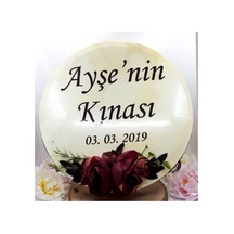 32 Cm Şakayik Ve Enengül Çiçek Süslemeli Deri Tef Isim Baskılı