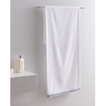 Madame Coco Topaze Pamuklu Banyo Havlusu - Beyaz/mavi - 70x140 Cm 8684427297001