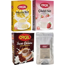Orçel Sıcak Çikolata + Çilekli Süt + Muzlu Süt + Karadut Aromalı Toz İçecek 4'lü
