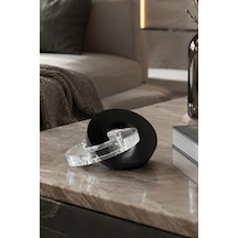 Minimal Modern Cam & Ahşap Geçmeli Halka Dekoratif Biblo