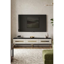 Tsa1806atg Rany Tv Sehpası Antrasit-traverten-gold 180cm Antrasit - Traverten - Altın