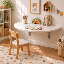Montessori Katlanabilir Duvar Masası Çocuk Aktivite Masası Açılır Kapanır Çalışma Masası Kalem Boya Silinebilir Yüzey 78 Cm Beyaz Duvar Masası, Montessori Masa
