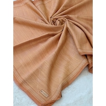 Vakko Vakko-125k41540-s Somon Renk Monogram Pamuk İpek Bordürlü Şal Çok Renkli