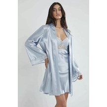 Pierre Cardin Midi Dantel Sabahlık Gecelik Set 4090 Mist 001