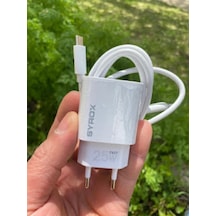 13 Uyumlu Qc3.0 Pd 25w Hızlı Şarj Aleti Type-c To Type-c Kablo Set Beyaz Yerli Üretim