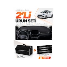 E-biz Ford Fiesta 2020-2023 Uyumlu Torpido Örtüsü + Tay Tüyü Bagaj Çantası - Siyah-gri - Fo022