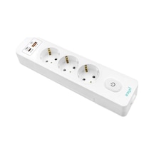 Üçlü Anahtarlı Usb Hızlı Şarjlı Topraklı Priz, 2m, Çocuk Korumalı