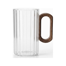 1 Adet Akasya Ahşap Kulplu Borosilikat Cam Kupa - 220 Ml, 300 Ml Ve 400 Ml Boy Seçenekleriyle, Isıya Dayanıklı Düz Ve Çizgili Tasarım Lüks Kahve, Çay Ve Espresso Bardağı Çizgili 400 Ml Beyaz - Çok Renkli