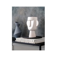 Mr. Nordic Face Vazo Dekoratif Obje Beyaz - 82336735 Beyaz
