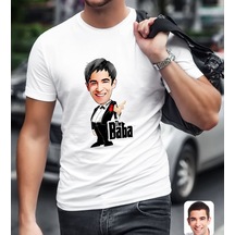 Kişiye Özel Godfather Baba Karikatürlü Beyaz T-shirt-1