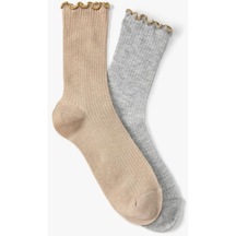 Koton Kadın 2'li Soket Çorap Seti Fırfır Detaylı Çok Renkli 001