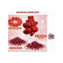 Sevgililer Günü & Yıldönümü Romantik Süsleme 1 Paket Kuru Gül 6 Adet Kalpli Mum 10 Kalp Balon Kırmızı Tüm Yaşlar
