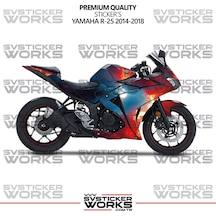 Yamaha R25 Kaplama Sticker Magma Design Motor Kaplama Modeli Hazır Kit 2013-2018 Uyumlu Kırmızı