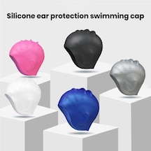 Siyah Yüzme Şapkası Kulak Koruyucu Yüzme Bonesi Ergonomik Tasarım Yüksek Elastik Cilt Dostu Tam Kaplama Uzun Saç Yüzme Bonesi Siyah