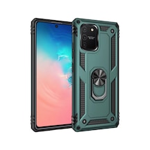 Samsung Galaxy A91 / S10 Lite Kılıf Sofya Yüzüklü Silikon Kapak - Yeşil Düz Renkli