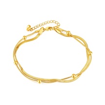 Sones Opk Gz198 Basit Paslanmaz Çelik Çift Katmanlı Boncuk Bileklikler Altın