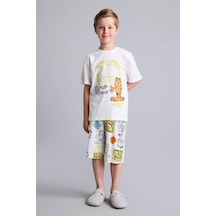 Defacto Garfıeld Lisanslı Regular Fıt 2li Beyaz Pijama Takımı Erkek Çocuk H8146a826hswt34 Beyaz-wt34