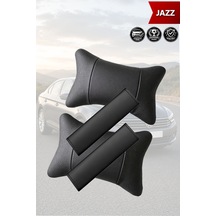 Jazz Uyumlu Deri Kemer Koruyucu Lüks Set Deri Yastık Siyah