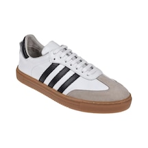 Floor Hakiki Deri Erkek Spor Ayakkabı Sneaker Mak-3030m Beyaz Siyah