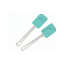 Silikon Spatula, Mutfak Kullanımı İçin Şeffaf Saplı Askılı 2, Turkuaz Genel
