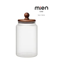Mien Akasya Kapak Ball Cam Kavanoz 1700ml Ahşap - Şeffaf