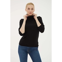 Fashion Friends 25k0780k1 Kadın Baıkçı Yaka Kazak Siyah