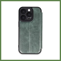 Bezos İphone 16 Pro Max Uyumlu Kılıf Flip Cover - Koyu Yeşil Hb006