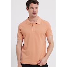Tudors Erkek Slim Fit Dar Kesim %100 Pamuk Kısa Kollu Polo Yaka Turuncu Tişört-46194