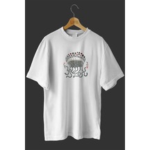Noıssey -wed Milkshake Seven Deniz Anası Tasarım Baskılı Oversize T-shirt Tişört Beyaz