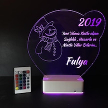 Kişiye Özel 3D Kardan Adam Kalp Ve Masaüstü Led Lamba