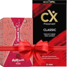 Cx Prezervatif Classic 12'li + Humanlife 5 Gr X 10 Çilek Aromalı Kayganlaştırıcı Jel Lubricant