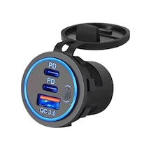 Usb Araç Tekne Şarj Soketi Pd3.0 Ve Qc3.0 Çift Usb-c Bağlantı Noktaları