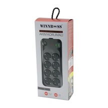Chermik Wınnboss-3422 8&apos Li Priz Uzatma Kablosu Usb Type-c Girişli, 2 Metre, Chrmk12268, Siyah, Erkek