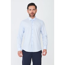 White Stone Mavi Dynamic Fit Uzun Kollu Erkek Gömlek MAVİ