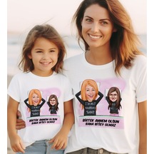 Bk Gift 2li Kişiye Özel Anne-kız Karikatürlü Kombin Tişört Seti-1, Anneye Hediye, Anneler Günü Hediyeleri Kobitmeyencom30565 Bk Gift