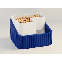 3d Baskı Fıstık Kasesi - Çift Hazneli Kabuk Ayırıcı Sunum Kasesi - Mavi Beyaz Çok Renkli