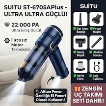 Suıtu St-6705aplus 22.000 Pa Ultra Güçlü Fırçasız Motorlu Kablosuz Araç Süpürgesi - Led Fenerli 3'ü 1 Arada Vakum Seti